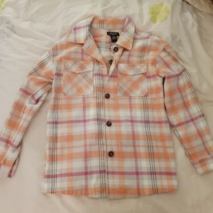 Francesca's Pink Plaid Flannel Shacket Top Small